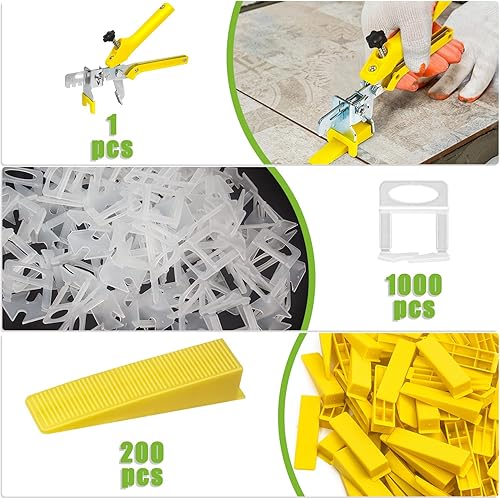 Miniatura 8 de Sistema de nivelación de azulejos de 1/8 pulgadas, 600 clips espaciadores niveladores de azulejos+200 cuñas reutilizables+1 alicates de azulejos