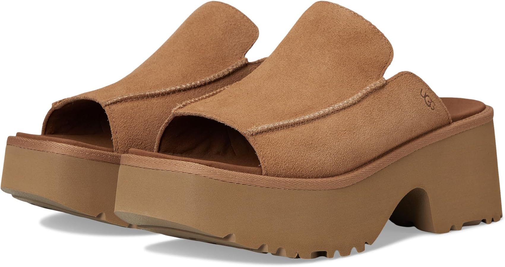 Amazon | UGG レディース New Heights スライドサンダル, チェスナット Amazon | UGG レディース New Heights スライドサンダル, チェスナット
