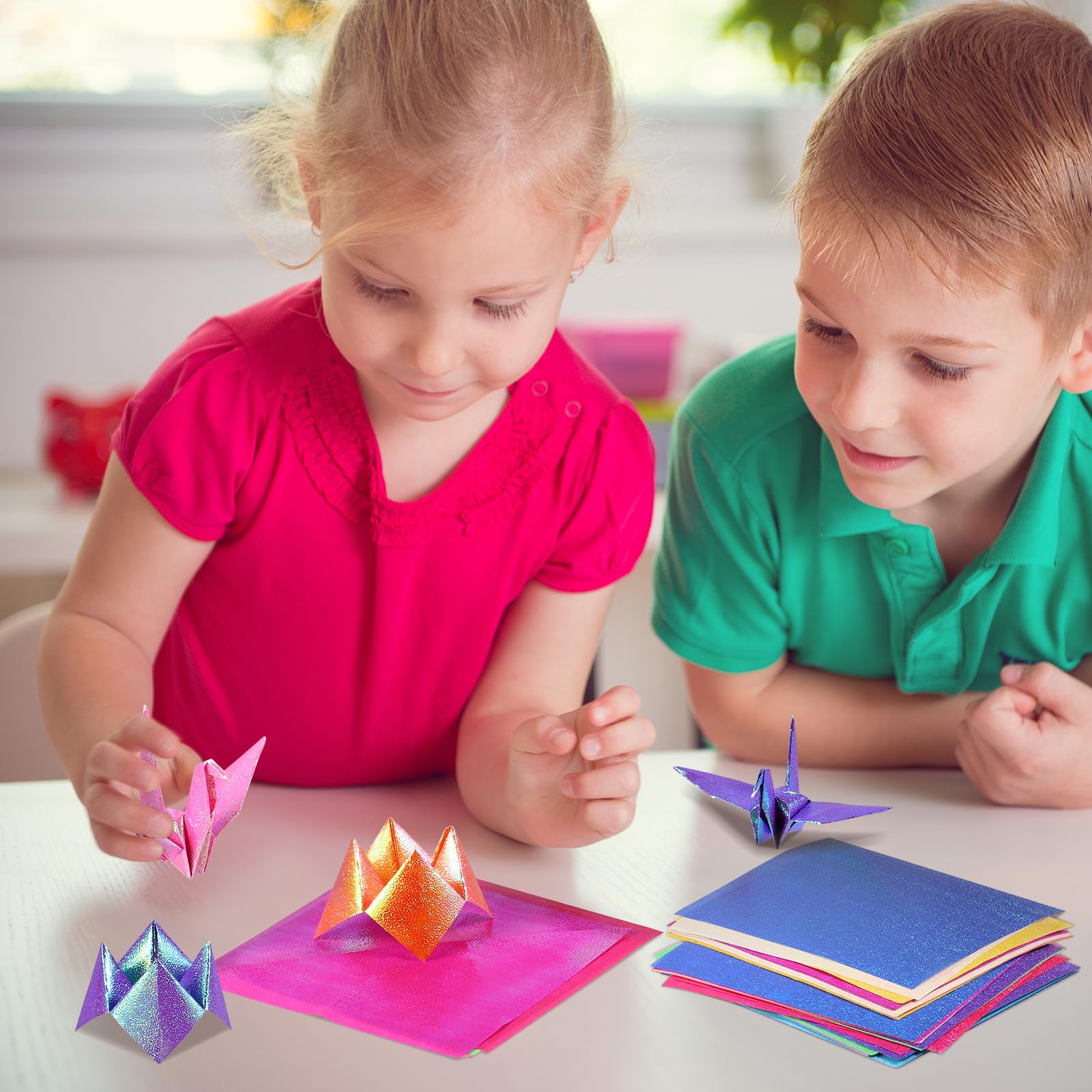 Lot De 100 Feuilles De Papier Origami Carré 10 Couleurs Vives Pour Loisirs Créatifs