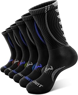 Bigant Mens Socks Athletic Compression Cushioned Crew Performance Sports Work Socks Running Arch Support Upgraded Wicking