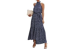 Feel the Breeze Women's Casual Halter Neck Long Maxi Dress
