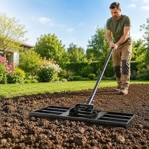 17*10" Carbon Steel Lawn Leveling Rake with 82in Adjustable Handle