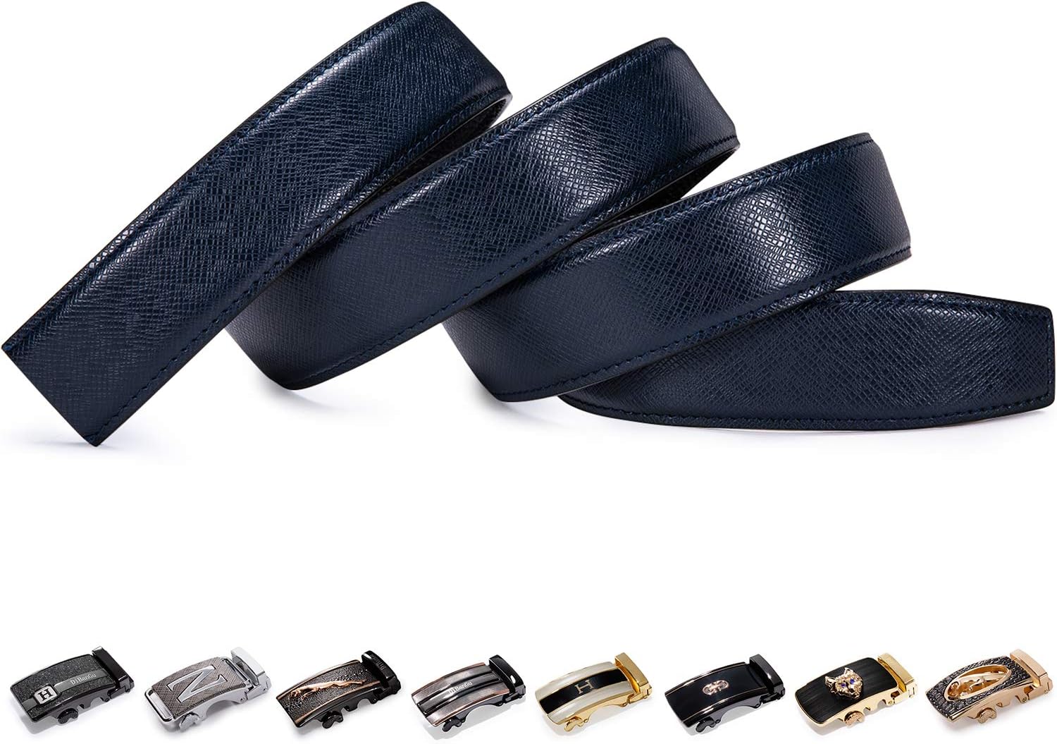 Barry.WangRatchet Belt Buckle Strap Replacement 1 3/8”,Leather Belt Straps for 40MM Slide Click Buckle,Trim to Fit