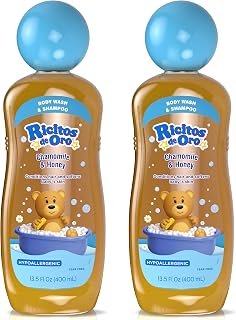 Ricitos de Oro 2 in 1 Baby Shampoo and Body Wash | Ideal for Newborns & Toddlers, Sensitive Skin, Mild Scent, Chamomile & Honey, Tear-Free, Hypoallergenic, No Harsh Ingredients, 13.5 Fl Oz, 2-Pack