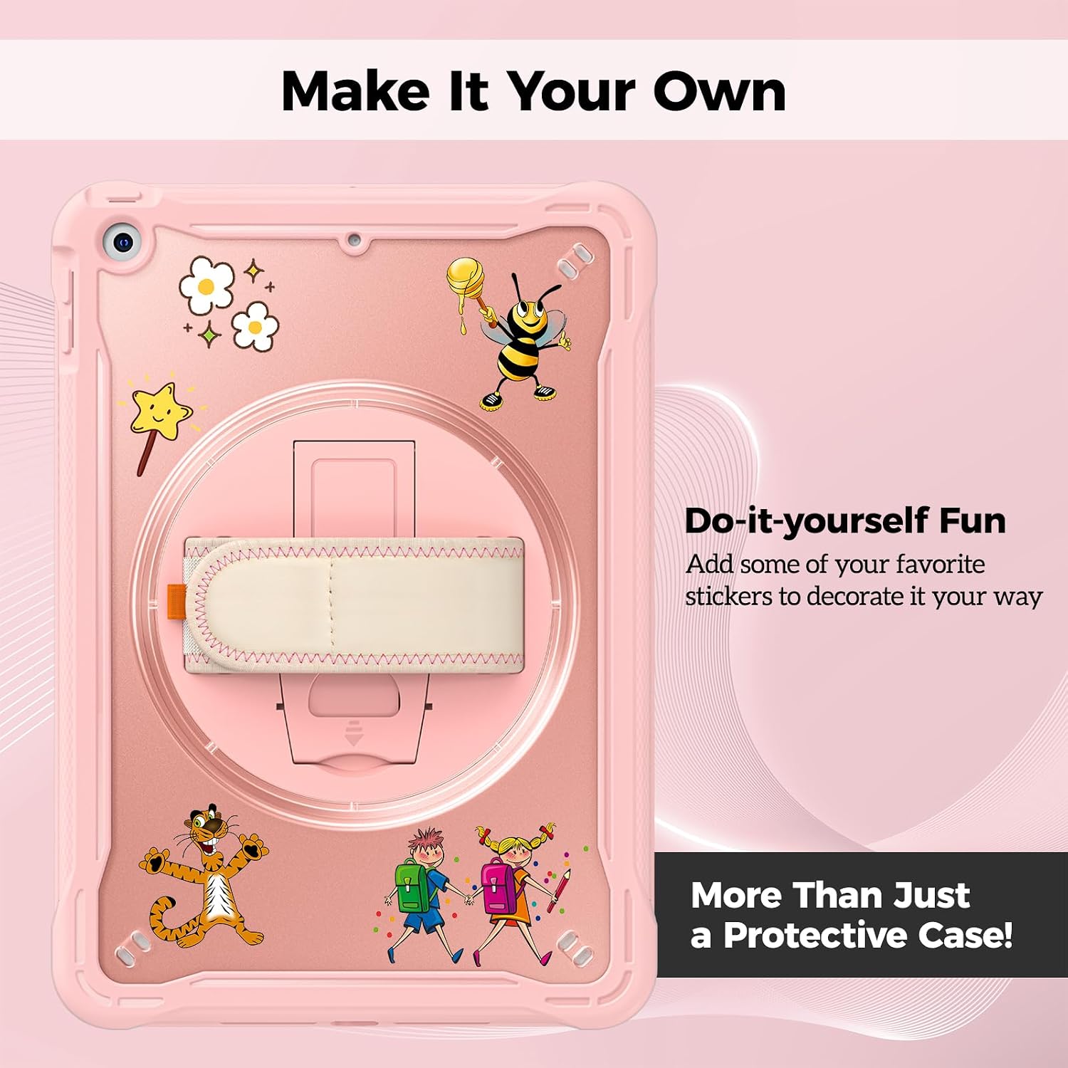 ProCase Rugged Case for iPad 9th/8th/7th Generation 10.2 inch 2021/2020/2019 Case, Heavy Duty Shockproof Rugged Cover with Hand Strap 360 Degree Rotatable Kickstand Protective for iPad 10.2 -Pink