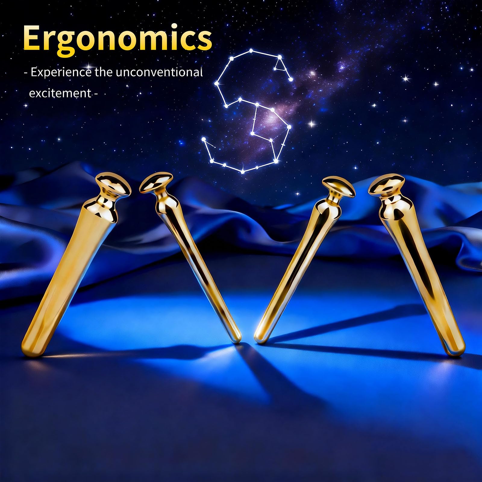 Plug Anale in Acciaio Inossidabile Dilatatore Catetere Uretrale Sex Toy Dilatatori Uretrali Per Uomini Stimolazione Estrema Della Prostata (Gold,XL)