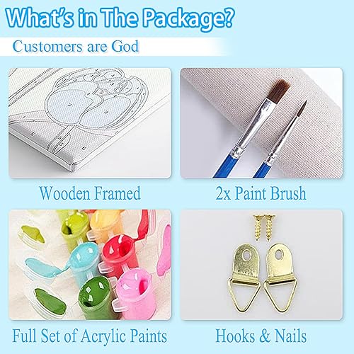 Miniatura 6 de UMOART Pintura enmarcada por números para niños, paquete de 4 pinturas por números para niños de 4 a 8 a 12 años, kits de pintura por números en