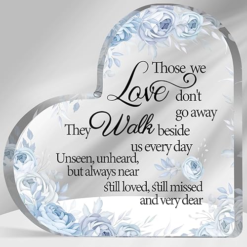Letrero con texto en inglés Those We Love Don't Go Away, regalos de condolencias, regalos conmemorativos de duelo acrílico, recuerdo floral de