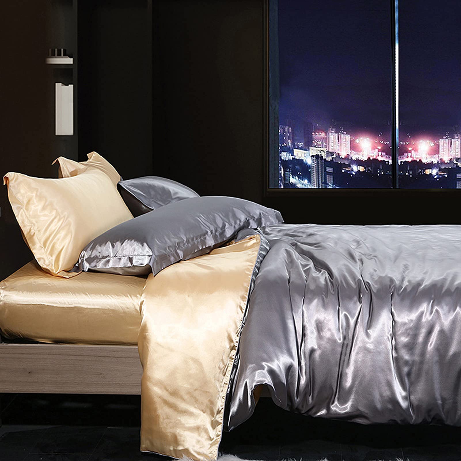 SAZDFYSolid Color Satin Washed Duvet Cover,Super Soft Microfiber Quilt Duvets With Zipper Closure,Comfy Breathable Comforter Cover For Home-Cc 220x240cm(87x94)