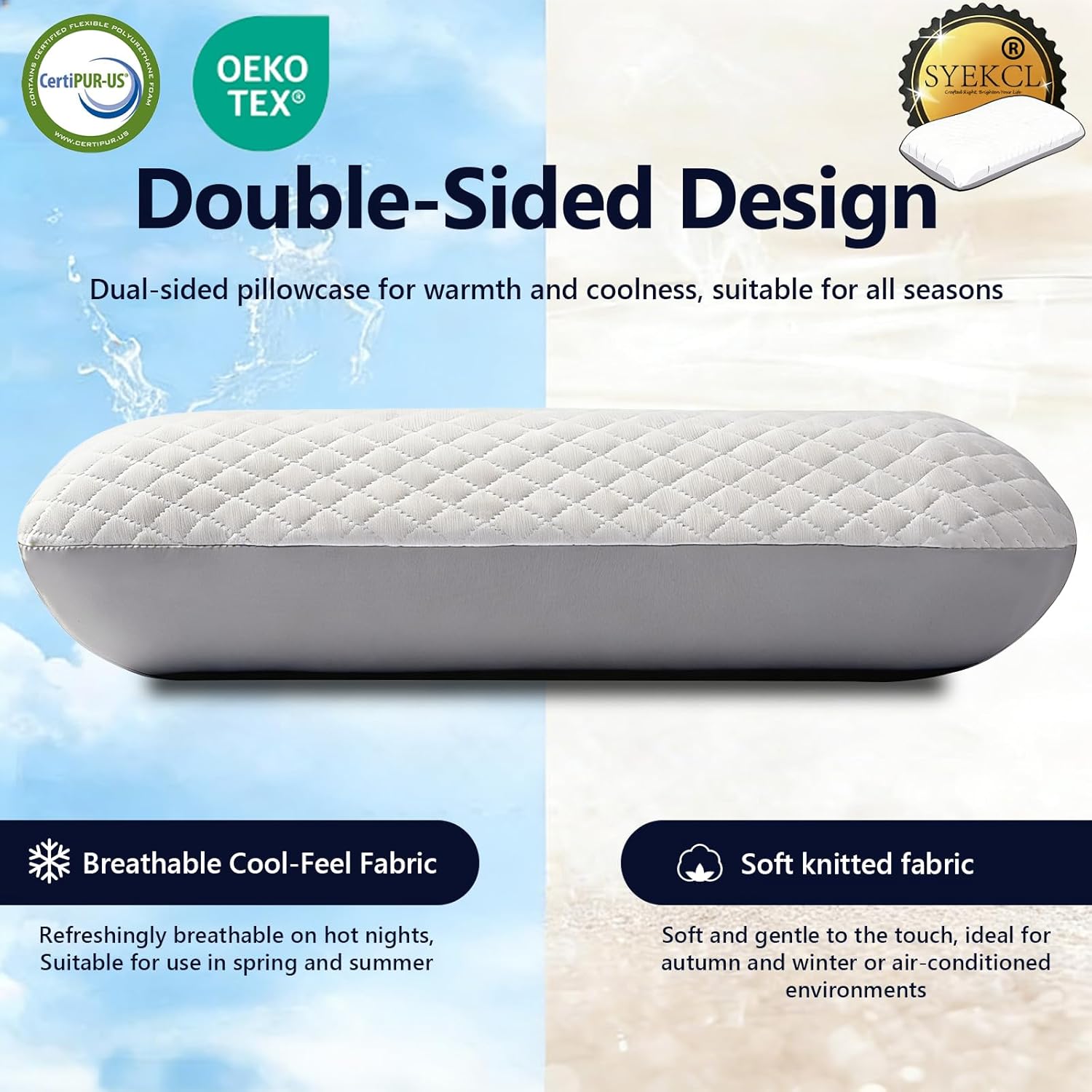 memory foam pillow for neck and shoulder pain relief, medium firm with reversible, washable cover for all seasons – perfect for cpap users, side, back, and stomach sleepers?16 × 28 × 4 in white 16 × 28 × 4 in