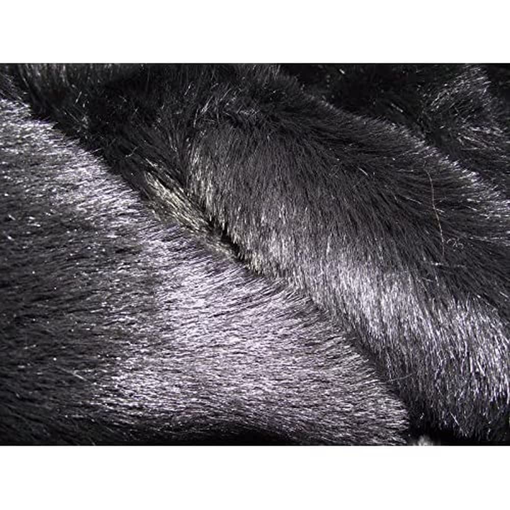 Crs Fur Fabrics Black Luxury Faux Fur Fabric Material 1Mtr - 150Cmx100cm