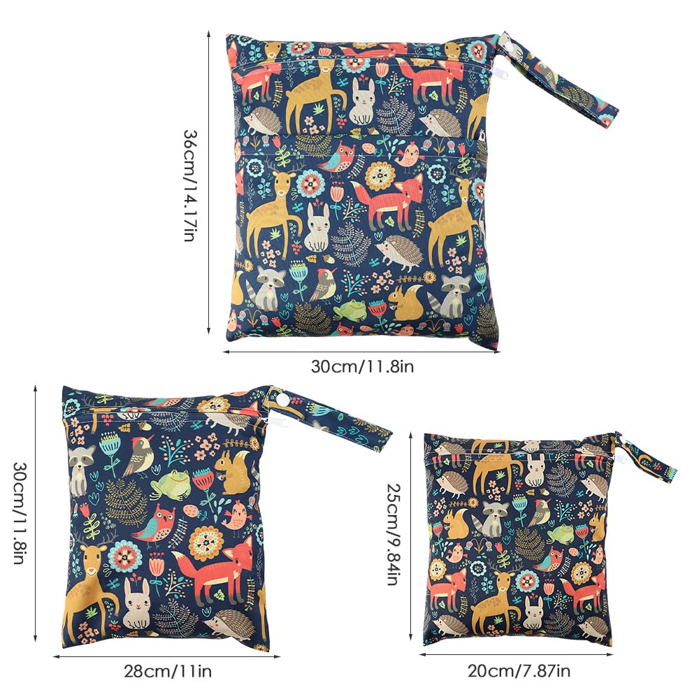 3 Piezas Bolsa de Pañales para Bebés,Bolsa Impermeable de Tela,Neceser Bebe,Reutilizable, Impermeable, Húmedo, con Cremallera, para Nadar, Acampar, Viajar, Fitness, Playa (Jirafa)