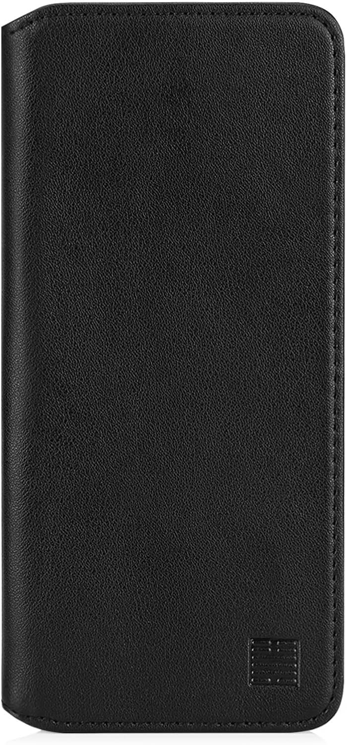 32nd Classic Series 2.0 - Real Leather Book Wallet Flip Case Cover for Apple iPhone 15 Pro (6.1"), with RFID Blocking Card Slot, Magnetic Closure and Built in Stand - Black