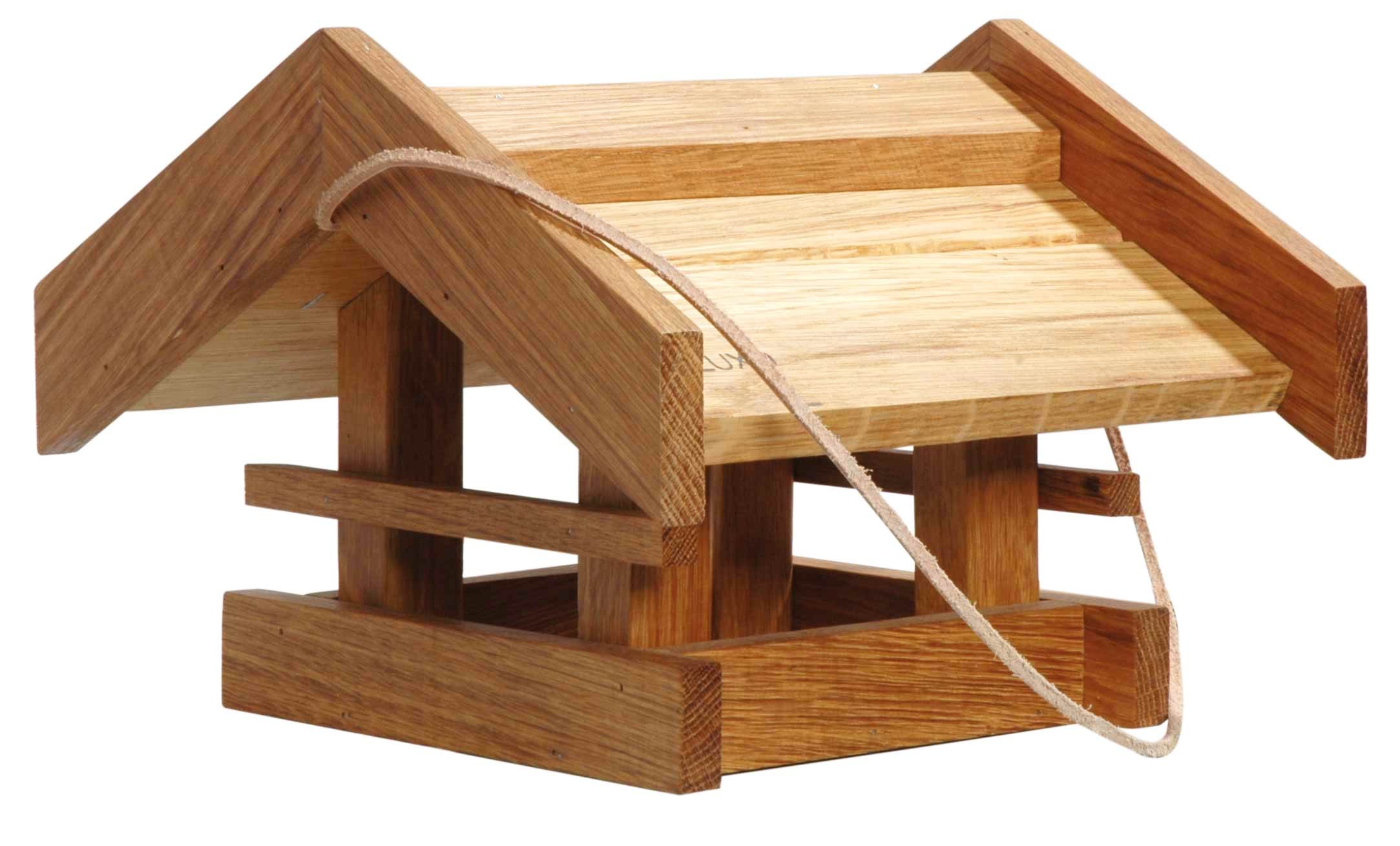 Luxus-Vogelhaus, casetta per uccelli, in legno di quercia oliato, con cordino per appenderla in giardino