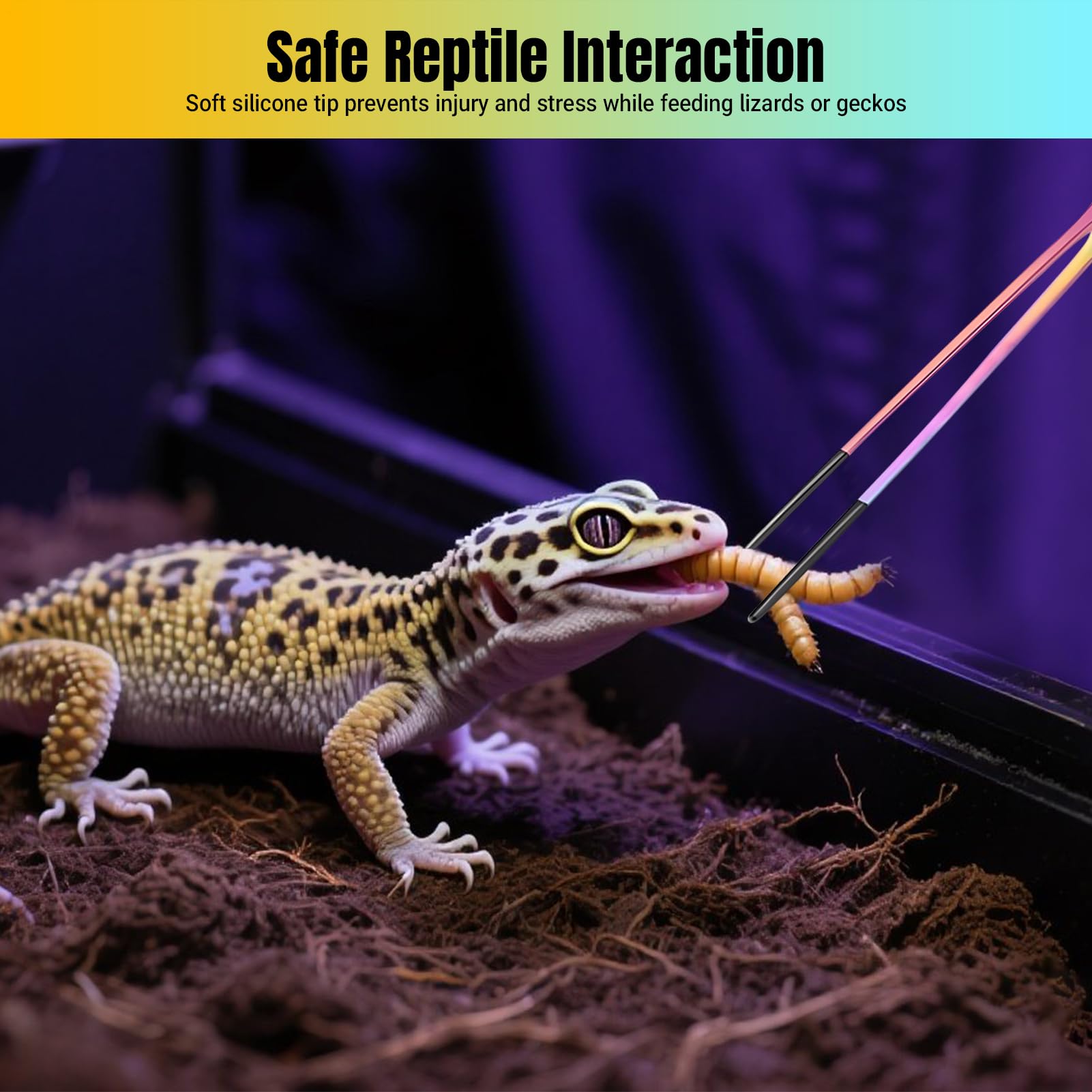 Pinzas para Alimentar Reptiles, Pinzas Largas para Acuario, Accesorios Y Herramientas con Cabezal De Silicona Antideslizante para Lagartos, Plantas Acuáticas, Arañas, Terrario De Mascotas,