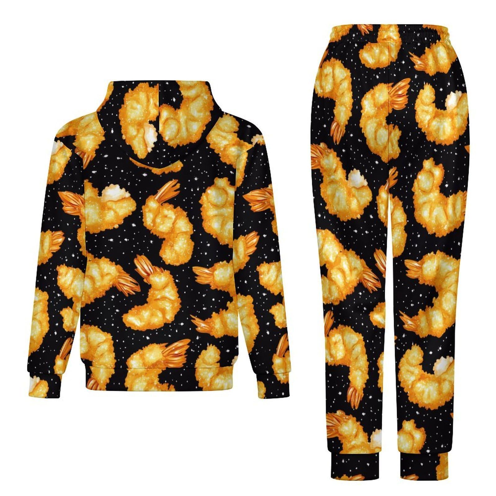 Gamberetti Golden Tute per gli Uomini Manica Lunga Felpa Con Cappuccio E Pantaloni Della Tuta Joggers Set Moda Tute