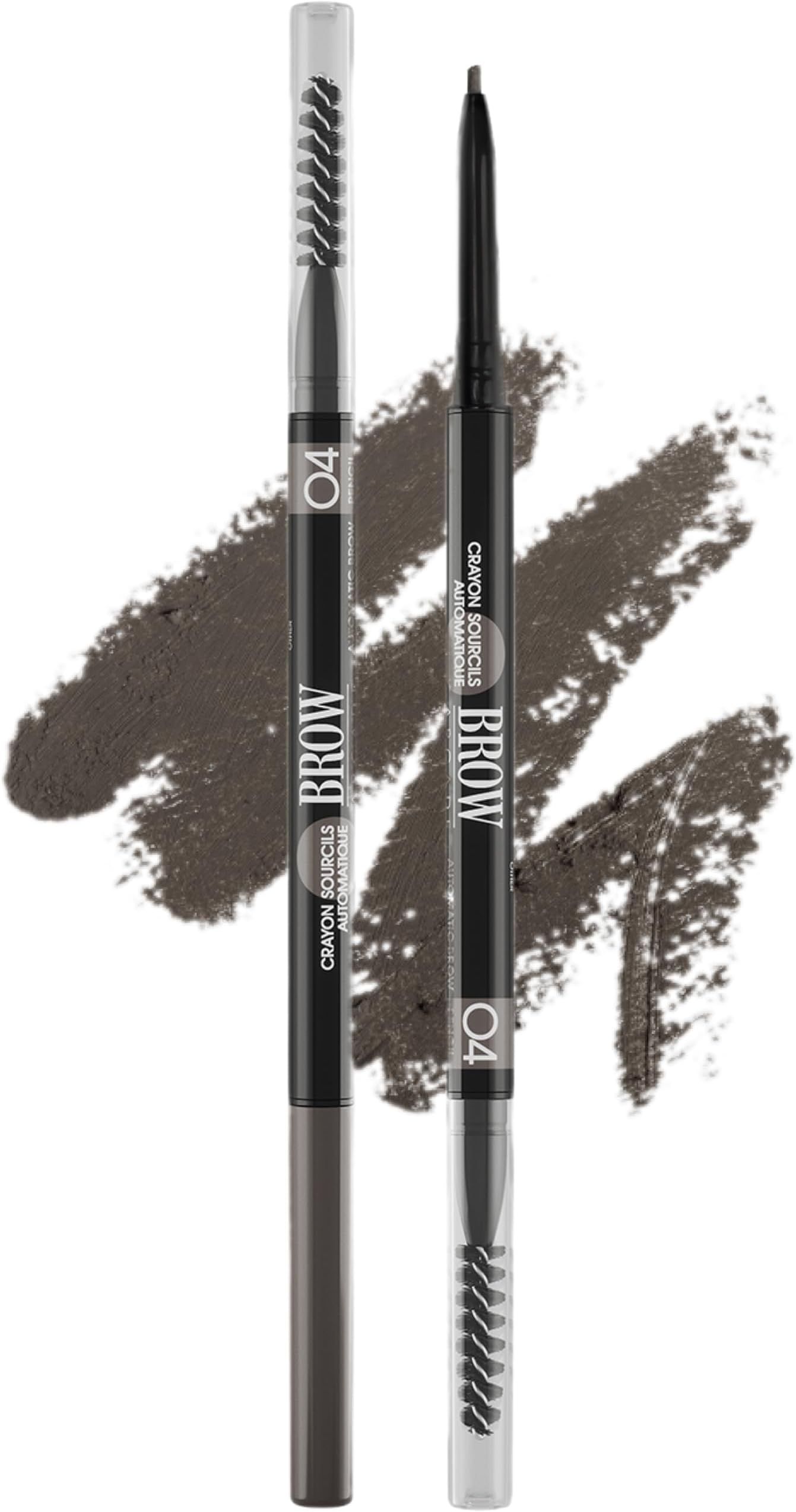 Vivienne Sabó Brow Arcade Eyebrow Pencil – Fine Tip Pen with Spoolie Brush, Smudge-Proof Color for Cool-Toned Hair, Longwear Definition for Sparse Arches, Shade 04 Dark Grey, 0.035 oz