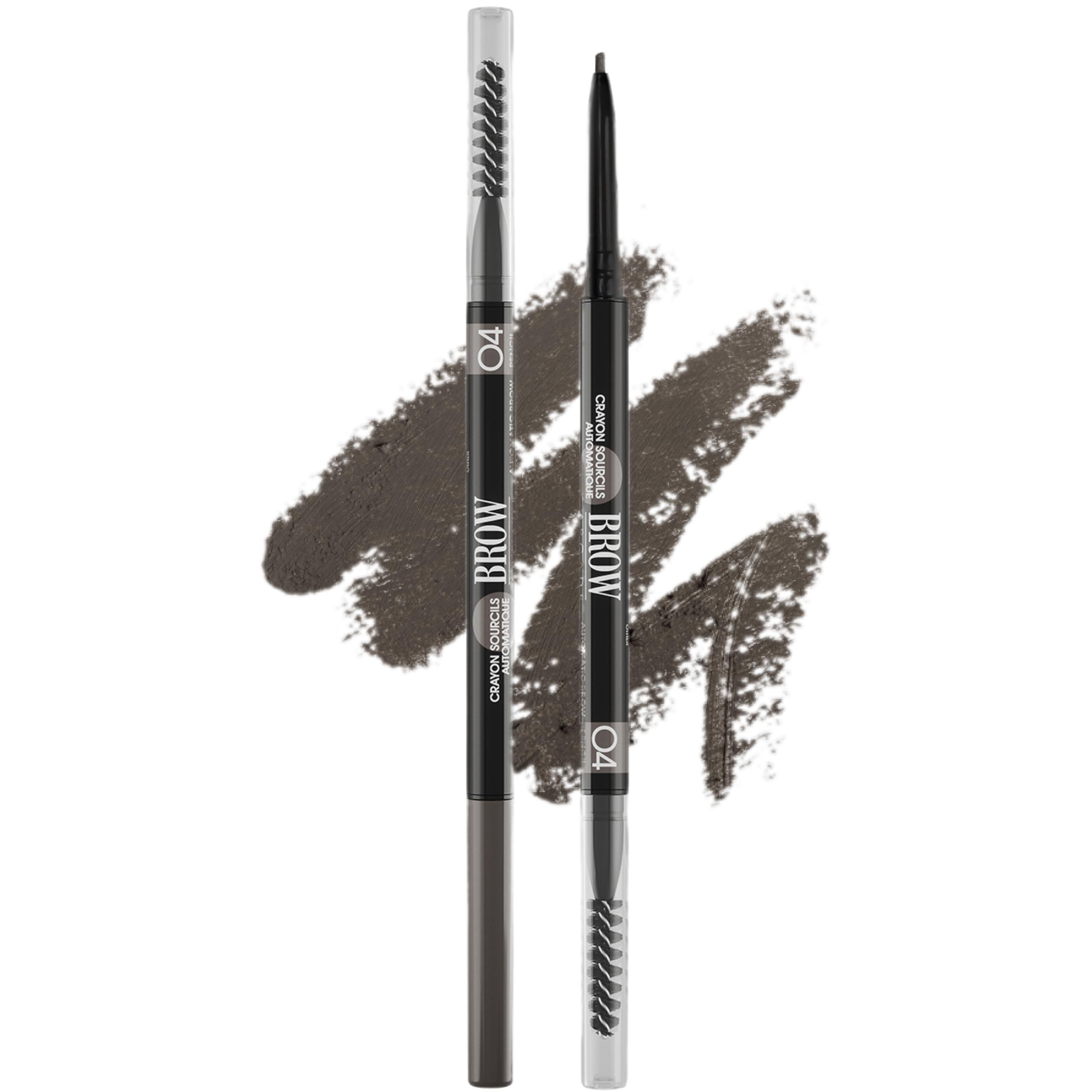 Brow Arcade Eyebrow Pencil – Fine Tip Pen with Spoolie Brush, Smudge-Proof Color for Cool-Toned Hair, Longwear Definition for Sparse Arches, Shade 04 Dark Grey, 0.035 oz