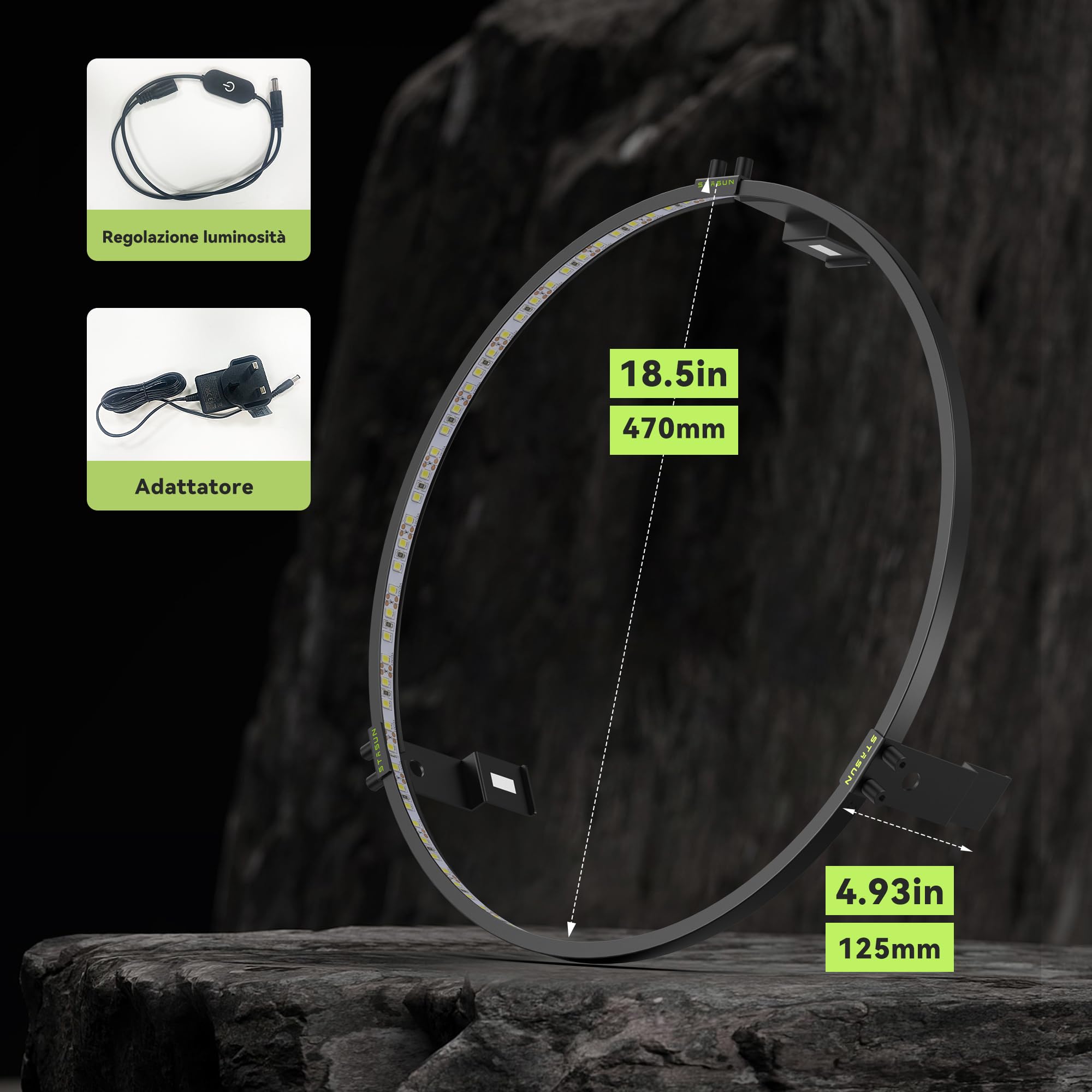 Illuminazione per freccette STASUN 360°, luce LED bianca per bersaglio da freccette, sistema di illuminazione per bersaglio da freccette rimovibile, anello luminoso magnetico da 12W 6500K e accessori