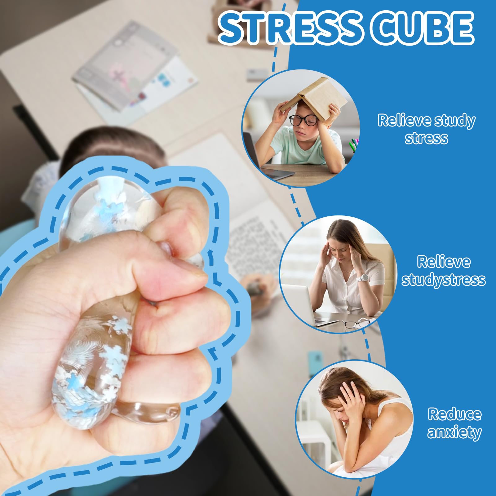 Graphinza snowflake Soft Cube Squeeze Toy, small and Medium Ice Cube Stress Relief Toys, Sensory Stress Relief Toys - Image 4