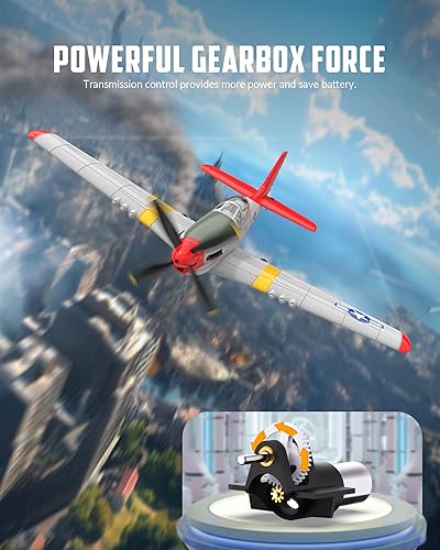 Miniatura 9 de VOLANTEXRC Avión RC, control remoto de 4 canales, avión de combate RTF con giroscopio de 6 ejes, 3 modos y acrobacias aéreas fáciles de volar, avión