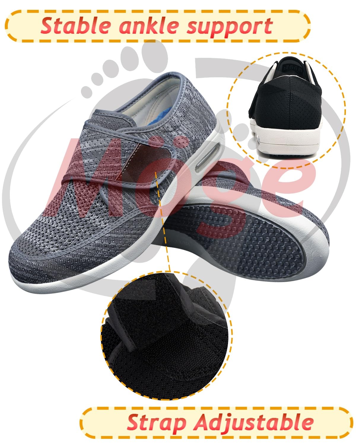 Zapatillas pie Diabetico Hombre Verano Zapatillas ortopédicas para Hombre Mocasines sin Cordones para Hombre Deporte para Senderismo al Aire Libre para Hombre