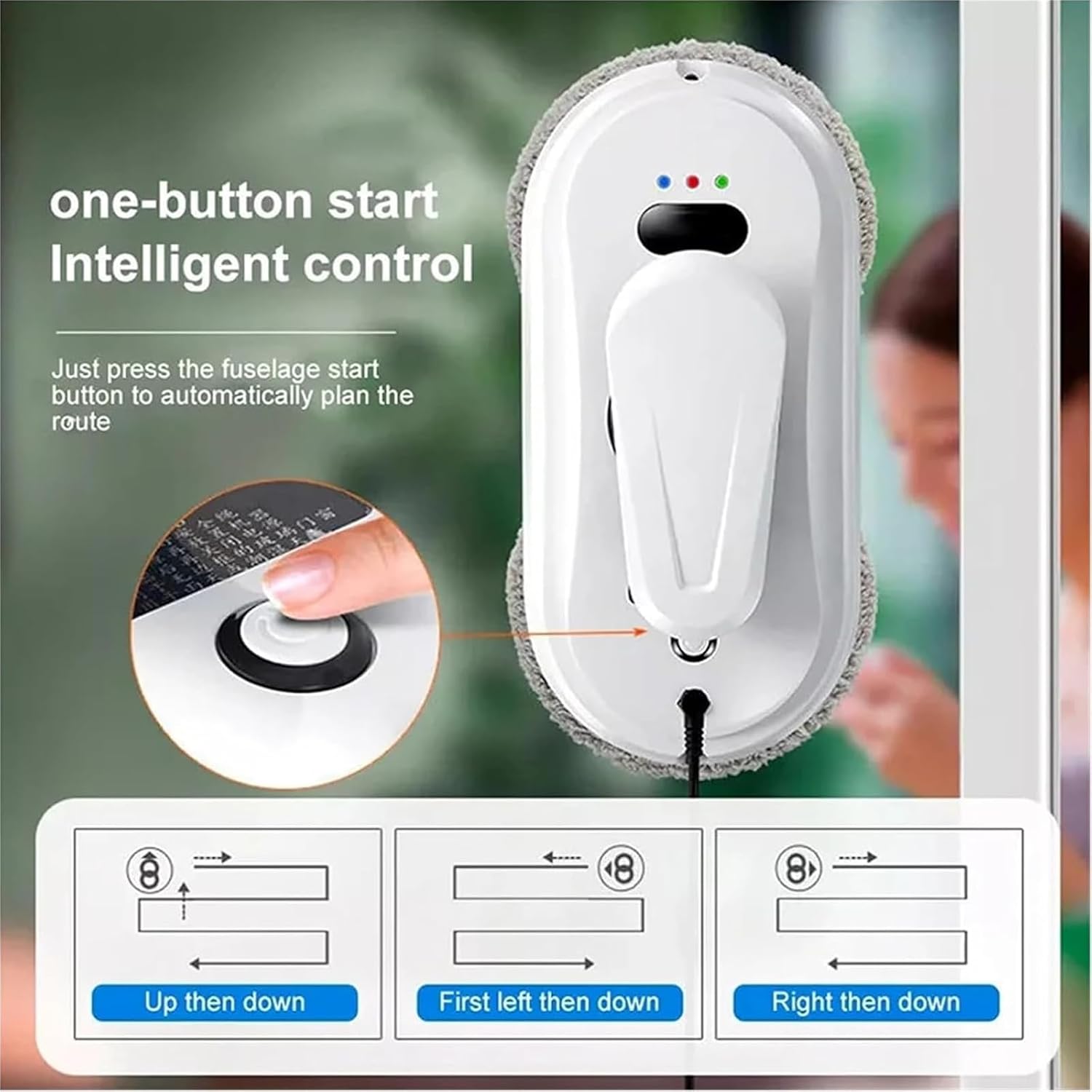 Automatic Window Cleaning Robot, High Altitude Glass Cleaner, Micron Sprinkler, Suitable for Cleaning Glass/Tiles, With Remote Control and Safety Rope