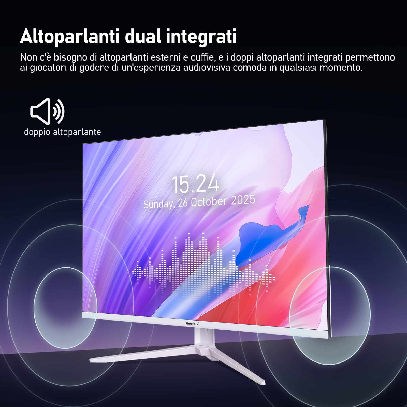 Gawfolk Monitor per computer UHD 4K da 28 pollici, PC schermo IPS Ultra HD (3840×2560p), 3:2, 10 bit, 1,07 miliardi di colori, 128% sRGB, altoparlanti integrati, DisplayPort, HDMI, bianco