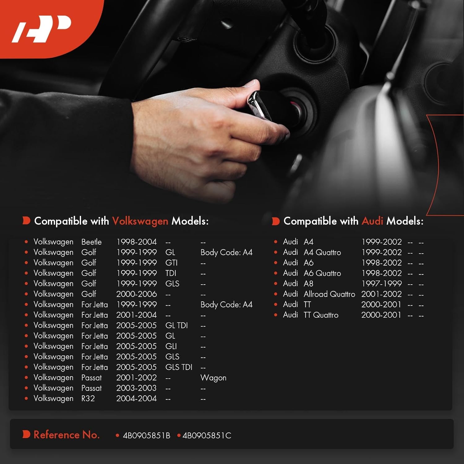 A-Premium Ignition Lock Cylinder Compatible with Volkswagen & Audi Vehicles - Jetta 1999 2001-2005, Passat, Golf, Beetle, R32, A4, A6, A8, TT, A4 A6 Allroad TT Quattro - Image 2