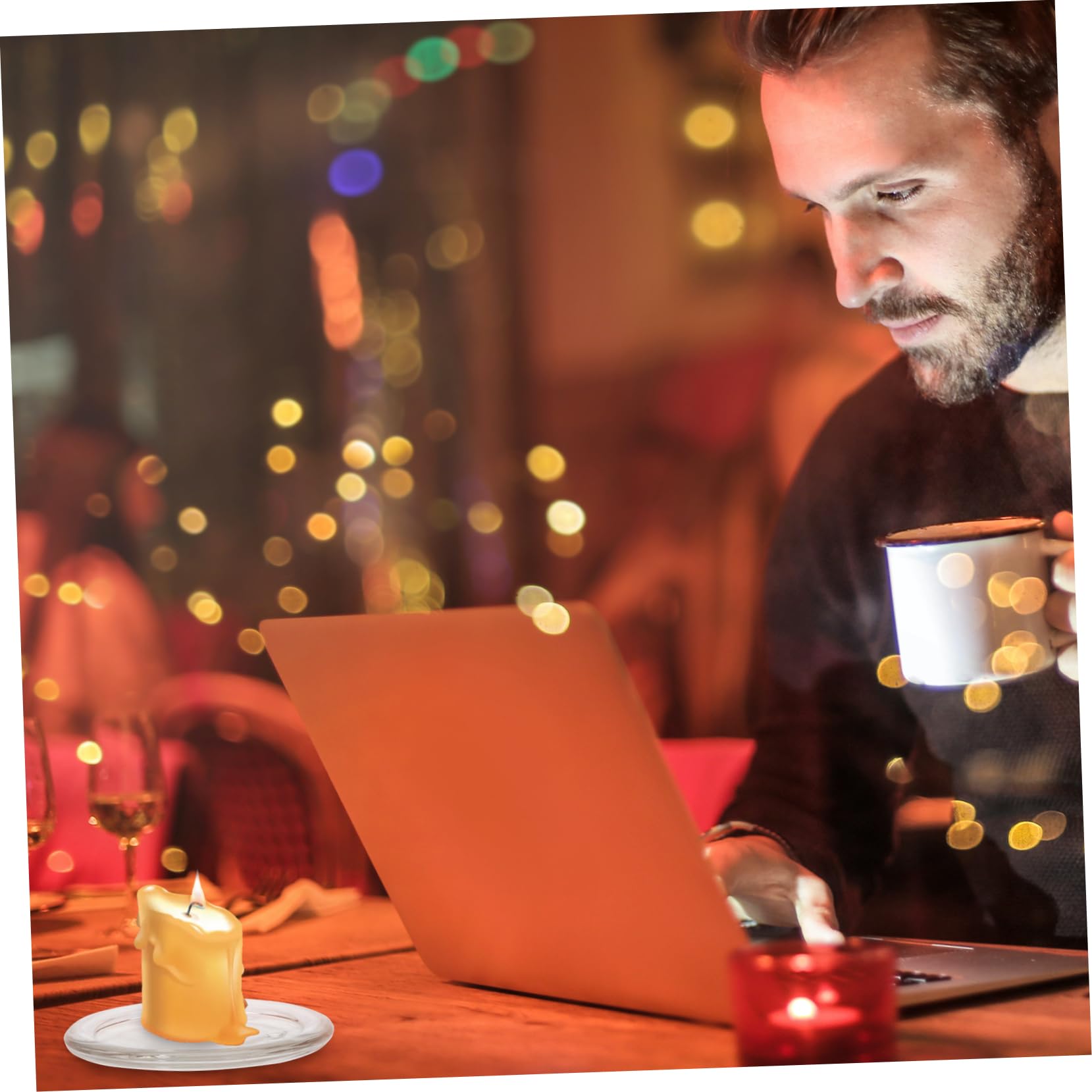 Cabilock 2pcs Candle Holders Candle Holder Plates Desk Decorations Dining Room Table Decor Dinner Table Decor Clear Candle Holder Desk Topper Tea Lights Tabletop Decoration Glass Fruit Tray