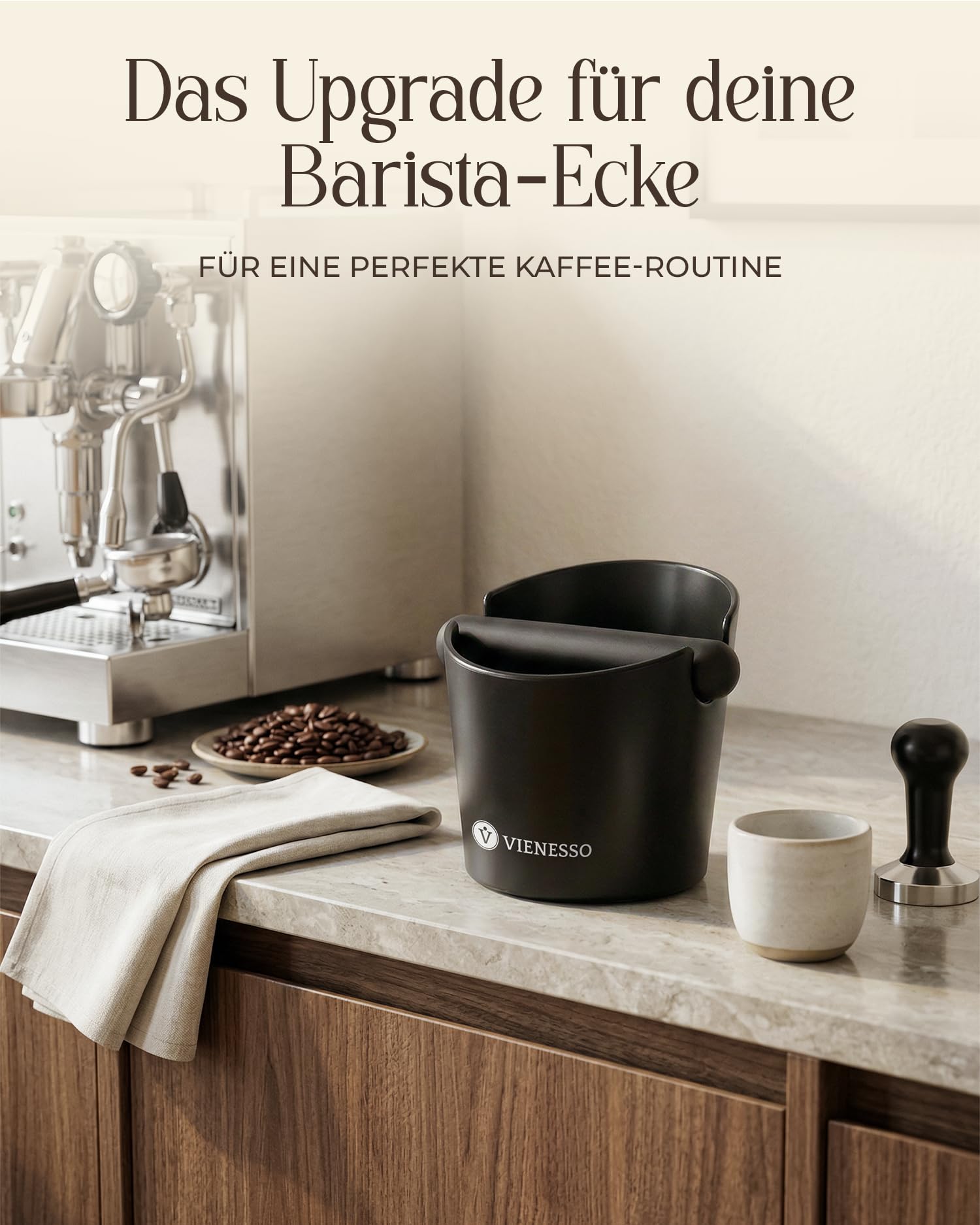 Abklopfbehälter für Siebträger | Knock Box Espresso - Kaffeesatz Abschlagbehälter, rutschfest und geräuschdämpfend | Barista Zubehör für alle Siebträgermaschinen