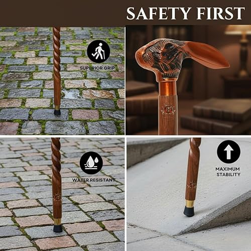 Miniatura 7 de Bastón de madera vintage con mango estilo conejo, regalo hecho a mano