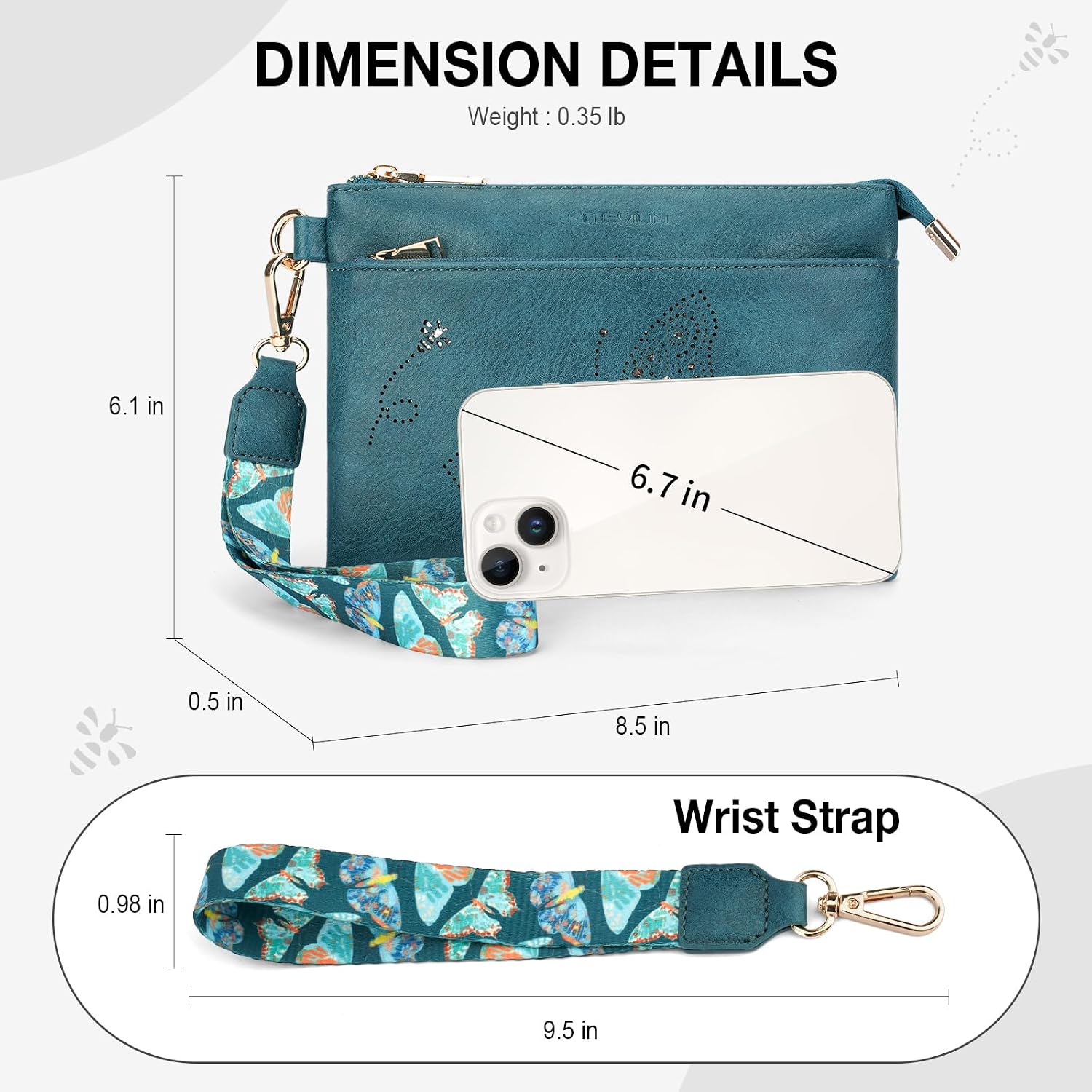 KITEVIUN Wristlet Wallets Clutch Purses for Women, Slim RFID Blocking Cell Phone Wallet Purse with Credit Card Holder