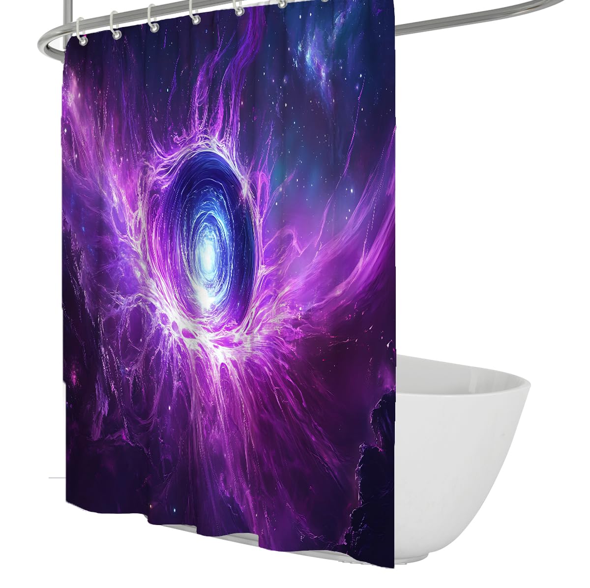 OLLIAR Home Starry Night Sky Shower Curtain Outer Space Universe Bathroom Shower Curtains for Bathroom Decor Fantasy Purple Cosmic Waterproof Fabric 150x180cm