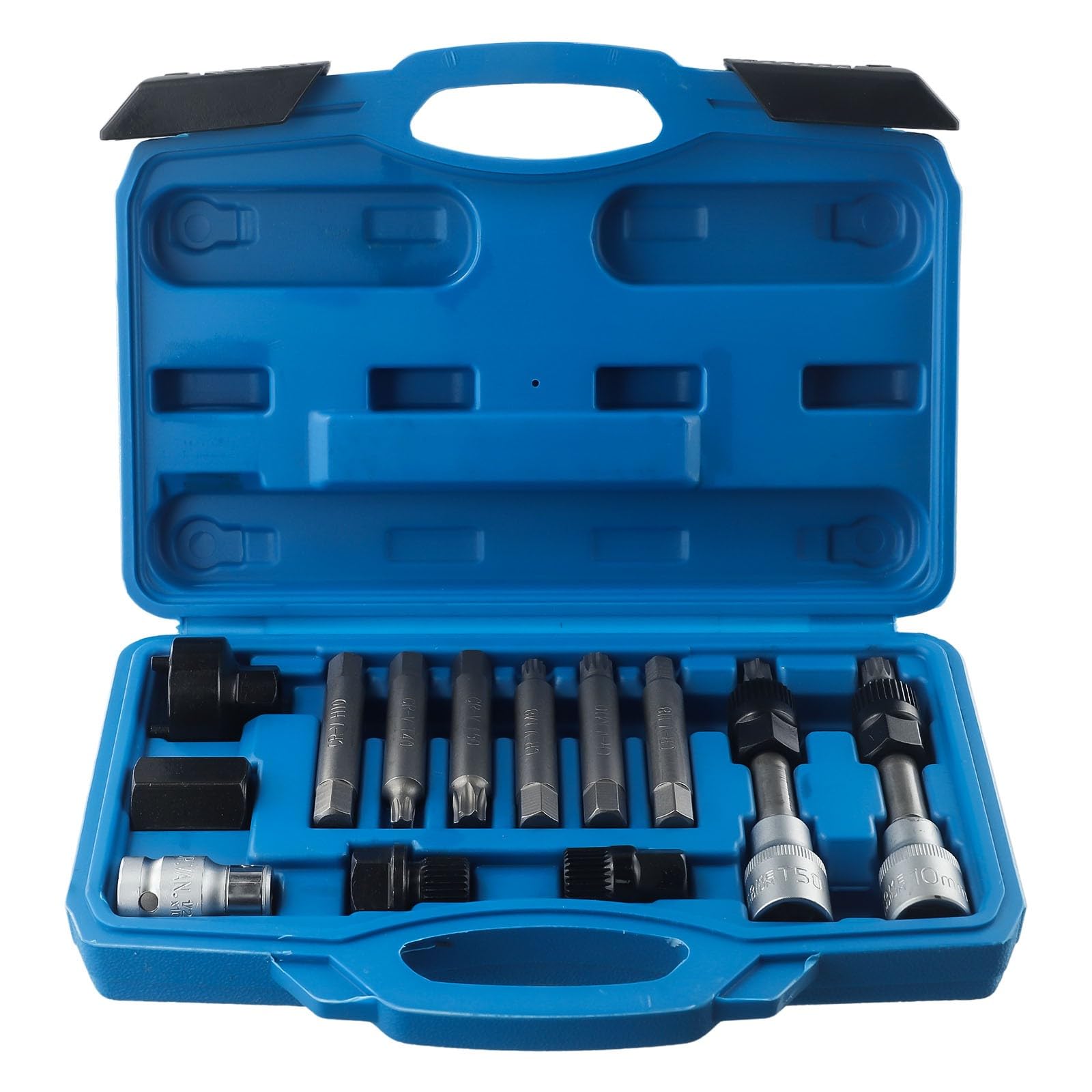 ZYWUOY Strumento di rimozione puleggia alternatore, set di chiavi per cinghia motore, kit professionale da 13 pezzi per prese M8 M10 T40 T50, custodia in metallo per riparazione auto manutenzione