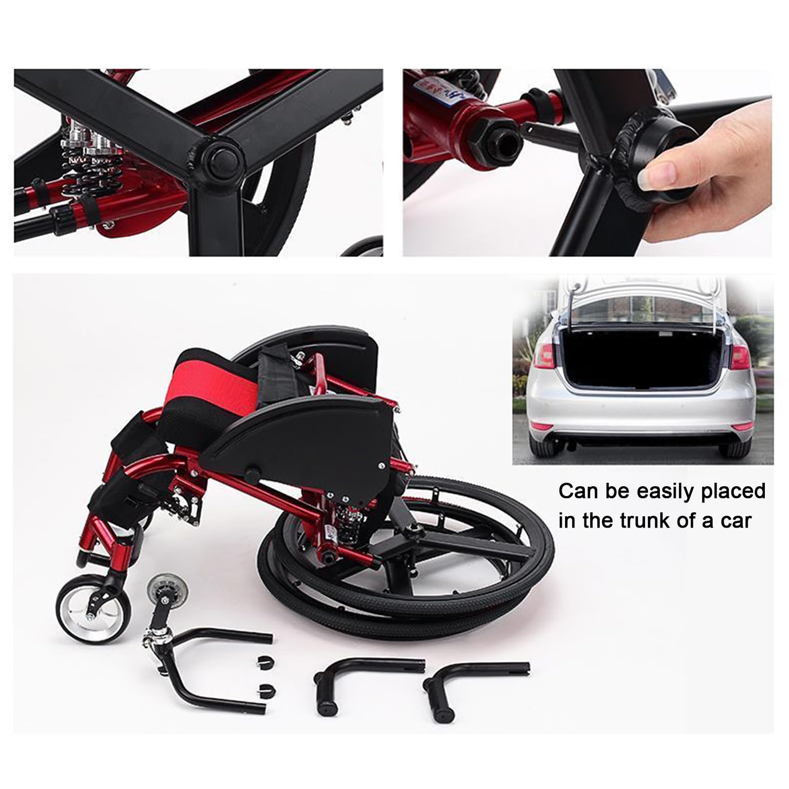 Silla De Ruedas Deportiva Ligera Plegable,Silla De Ruedas De Aleación De Aluminio,reposapiés oscilante, Altura Regulable,sillas De Ruedas Manuales Autopropulsadas(B)