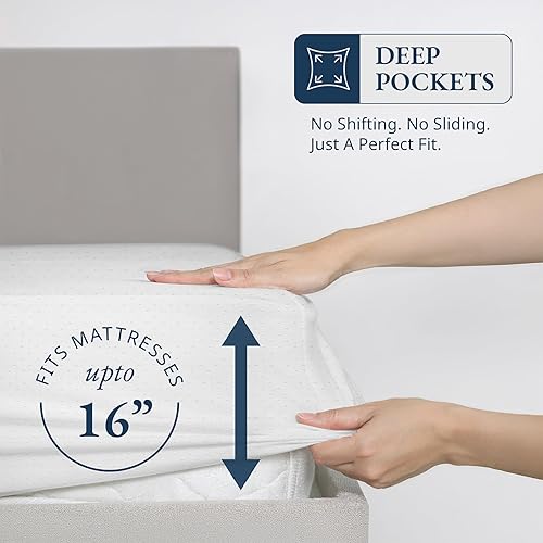 Miniatura 7 de Lane Linen Sábana bajera ajustable 100% algodón egipcio tamaño King (79 x 81 + 16 pulgadas), elegante tejido satinado, ultrasuave, transpirable,