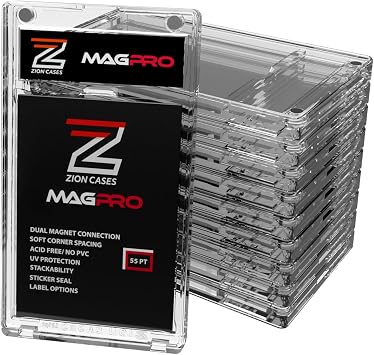 Zion Cases MagPro 55PT Magnetic Card Holder; Duel Magnet Card Case for Secure Holding Strength to Guard Against Unintentional Openings; Includes 10 Magnetic Trading Card Case; 10 Pack
