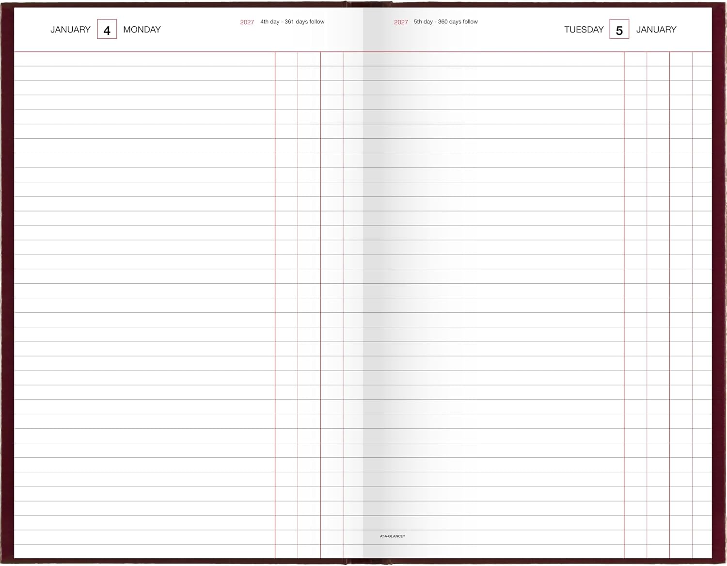 AT-A-GLANCE 2027 Daily Planner, Standard Diary, 7.75" x 12" Journal with Checklist, Hardcover, Red (SD3771327)