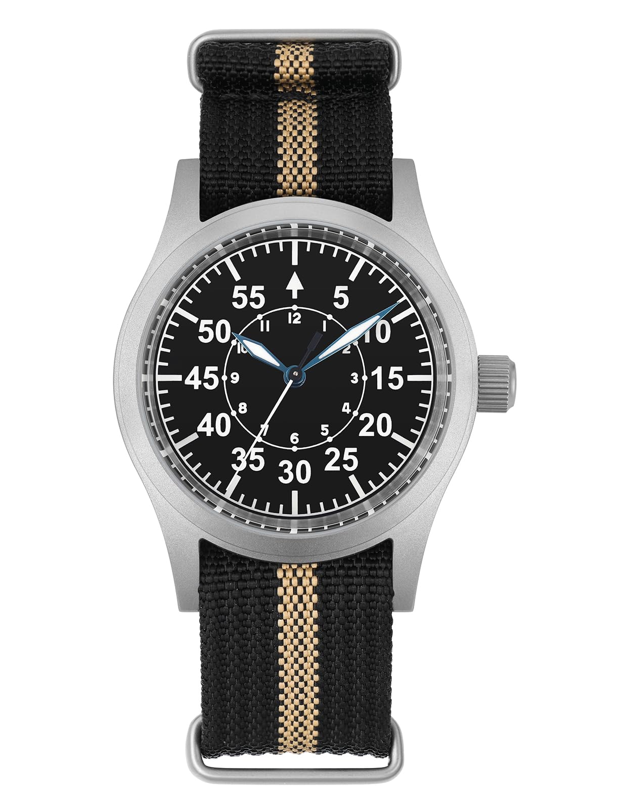 Militado ML05 38mm VH31 Quartz Watch - Domed Sapphire Crystal Field Watch C3 Super Luminous Retro Sweep Wrist Watch for Men 100M Waterproof