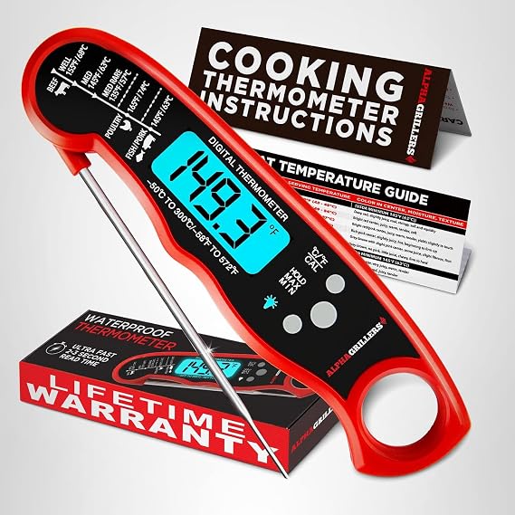 Alpha Grillers Meat Thermometer Digital - Instant Read Food Thermometer for Cooking and Grilling Stocking Stuffers for Men Gifts for Men