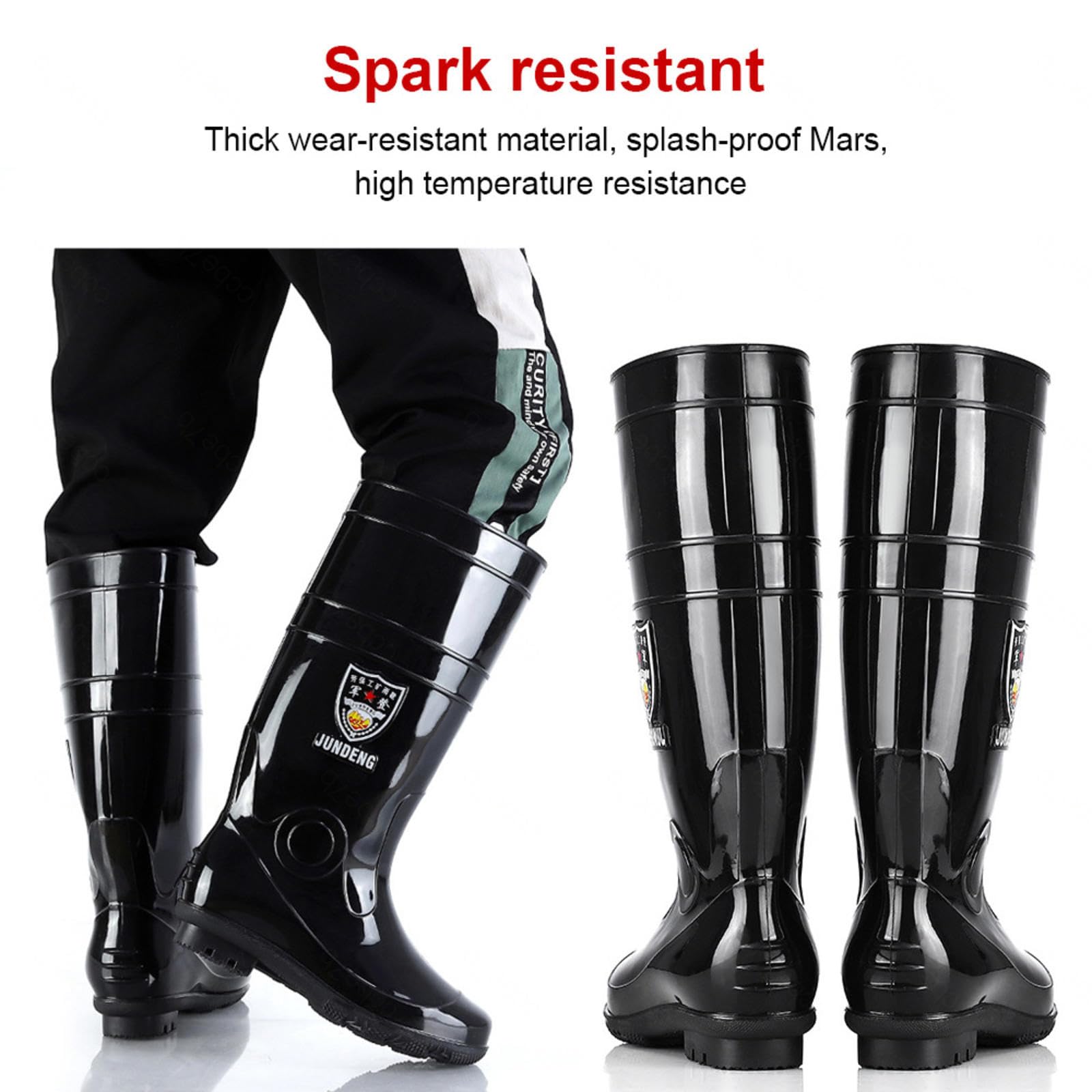 Botas de agua impermeables, botas de goma antideslizantes industriales y de construcción, zapatos de trabajo unisex para adultos 36-51EU con cubiertas de zapatos cálidas de felpa,MediumCylinder-49EU
