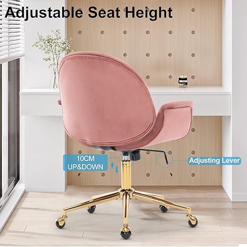 Miniatura 5 de Silla de escritorio de terciopelo, silla de tocador de maquillaje con reposabrazos para dormitorio, oficina en casa, moderna silla giratoria con