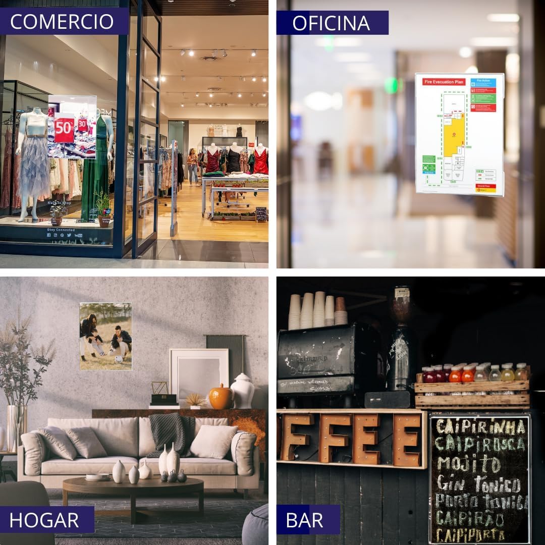 GOYAPRINT Soporte de Pared A4 Adhesivo para Carteles Expositor de Pared para Letreros de Tiendas Restaurantes Bares Locales Oficinas (Vertical)