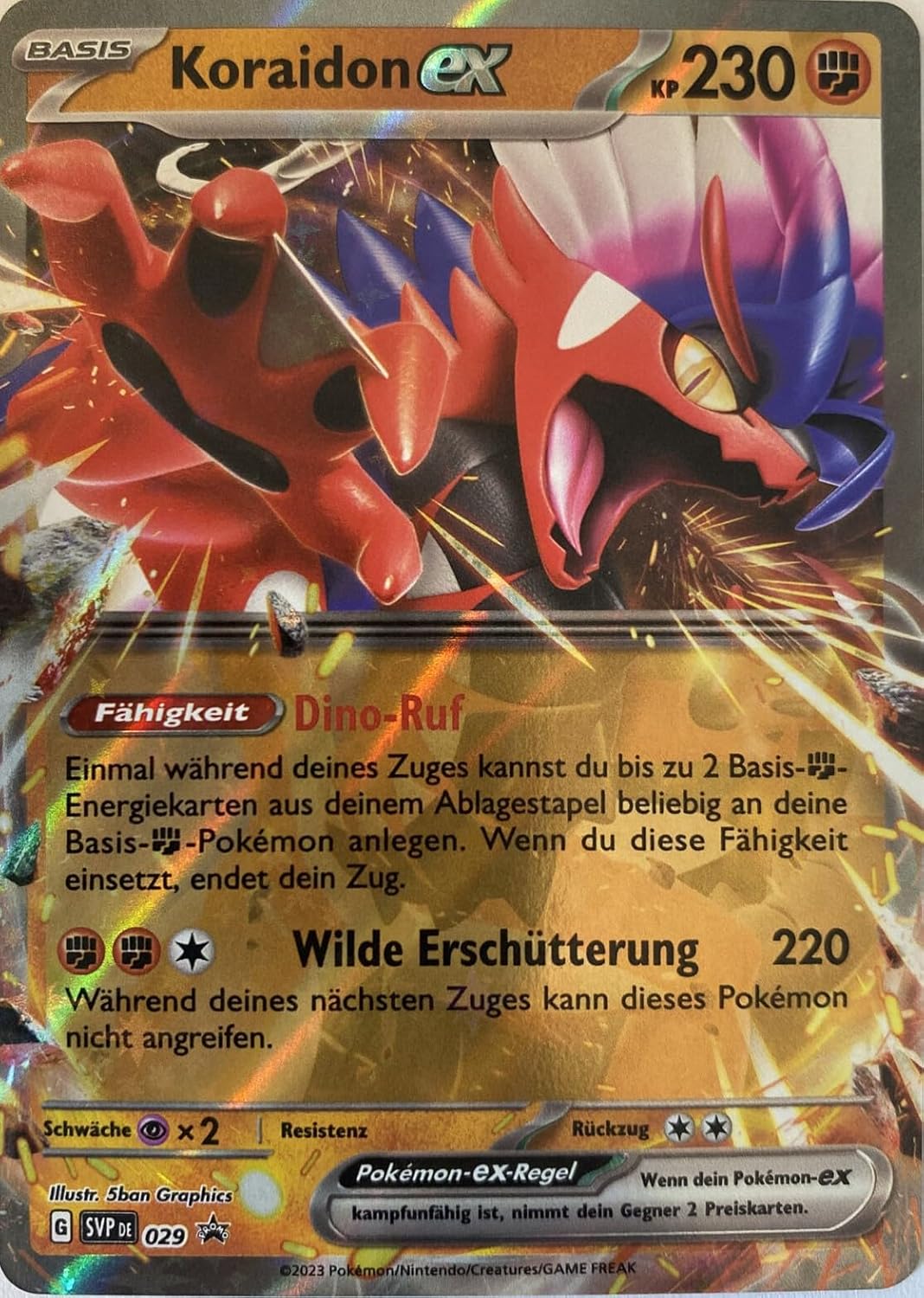 BB-Toy-Trades Compatible with Pokemon Koraidon ex SVP 029 Crimson & Purple Black Star Promo Card - German - Single Card Holo + Toploader