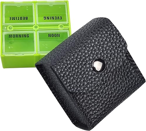 VOFOON Pastillero pequeño organizador 4 veces al día con bolsa de piel sintética pastillero diario portátil para viajes 4 veces al día organizador