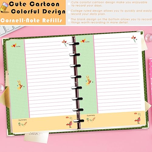 Miniatura 4 de Rancco Junior Cornell - Papel para cuaderno, 180 páginas, 8 anillas, insertos de papel de disco de media letra perforados con pestañas de índice,