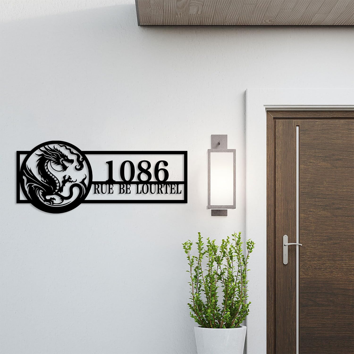 Personalized Dragon House Number, Dragon Home Number Metal Wall Sign, Custom Dragon Fire House Number Address Metal Sign,Dragon Outdoor House Address Sign, Dragon Home Address Metal Sign (Dragon 7)