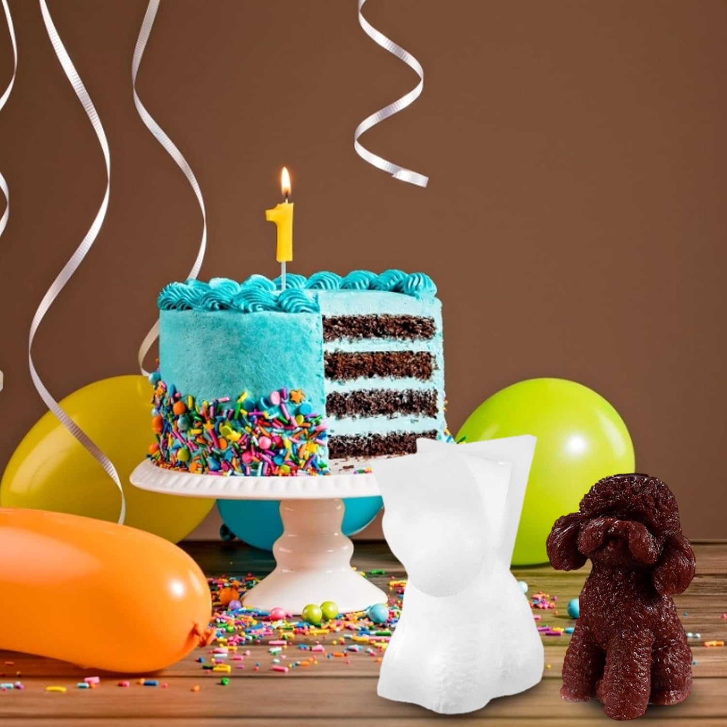 3D Dog Candle Mold, Puppy Silicone Candle Molds Animal Poodle Soap Mold Silicone Ice Cube Dog Mold for Chocolate Candy Fondant Mold Cake Decorating Tool (3D poodle), Aispring1234 image 3