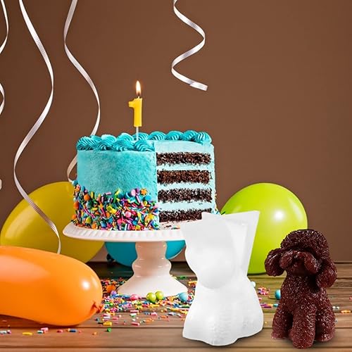 Miniatura 3 de Aispring1234 - Molde de vela 3D para perros, moldes de silicona para velas de cachorro, molde de jabón de caniche animal, molde de silicona para